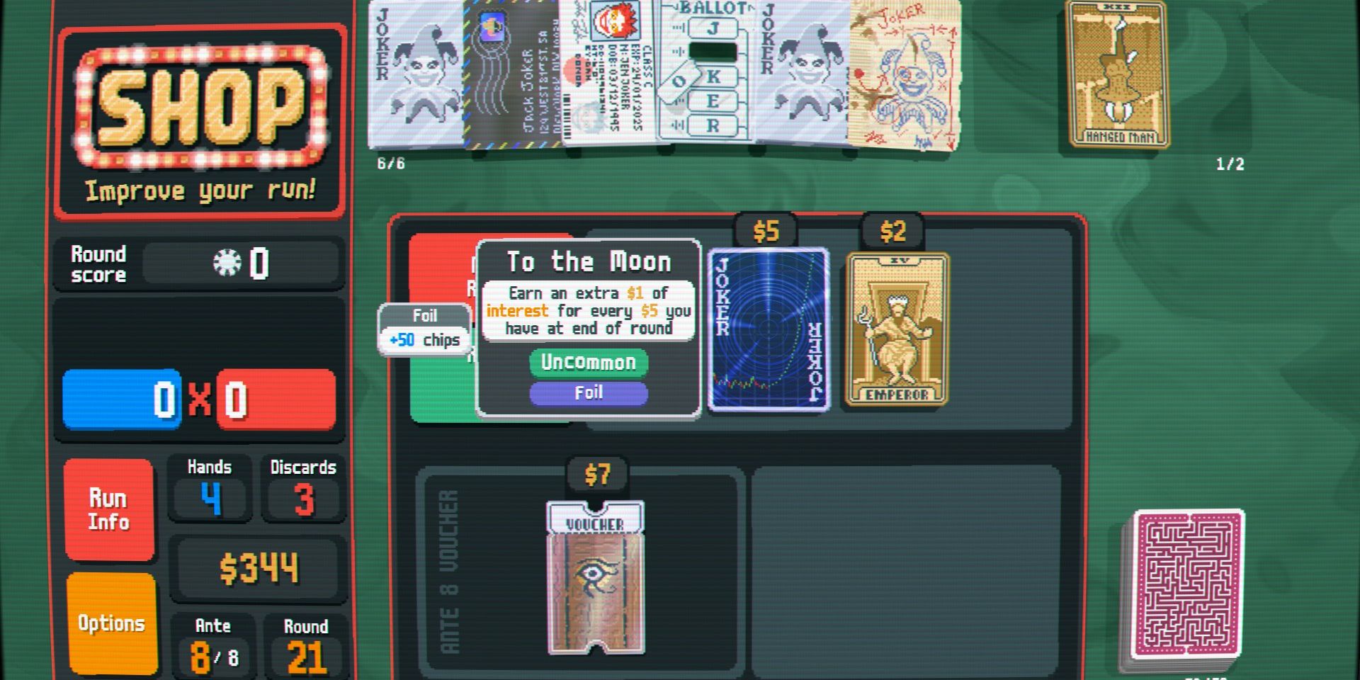Screenshot of Balatro's Rich get Richer Challenge