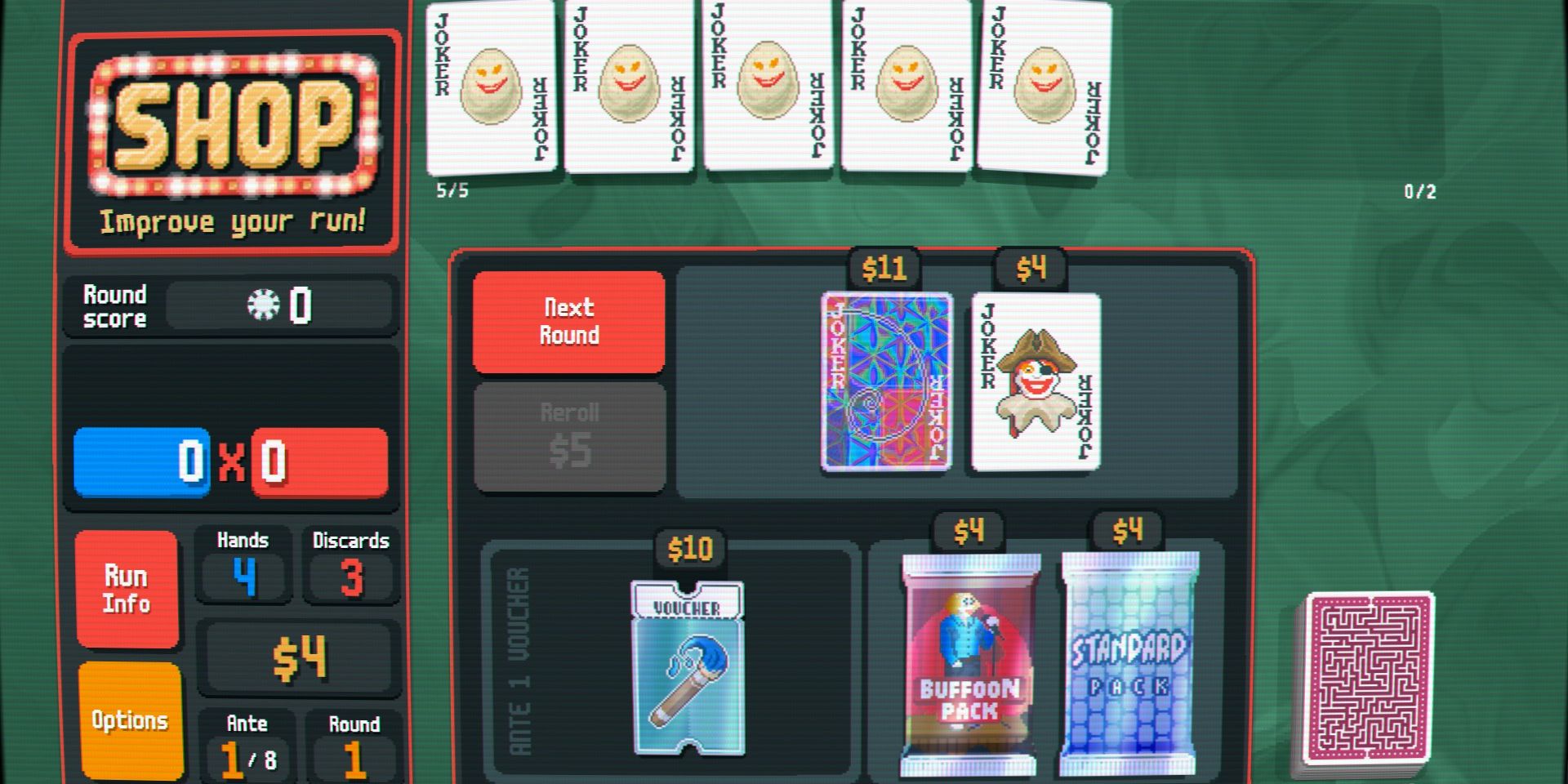 Screenshot of Balatro's The Omelette Challenge
