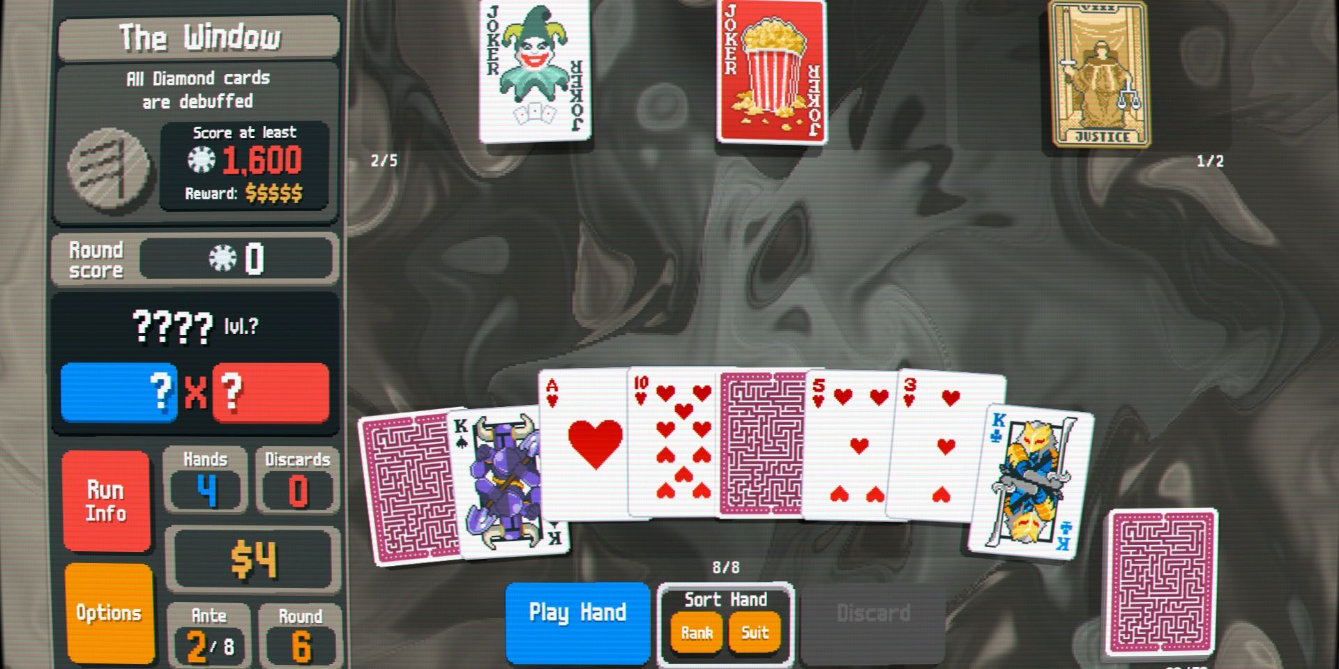 Screenshot of Balatro's X-ray Vision Challenge