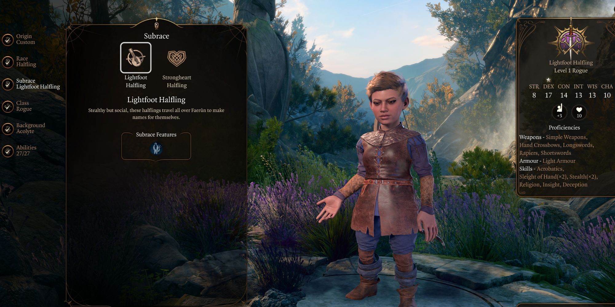 Baldur's Gate 3 Custom Character Lightfoot Halfling