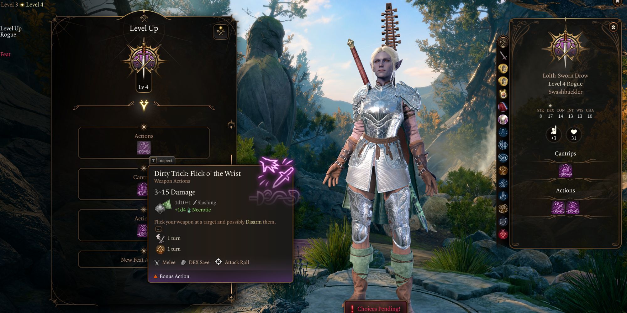 Baldur's Gate 3 Minthara Swashbuckler Rogue Leveling