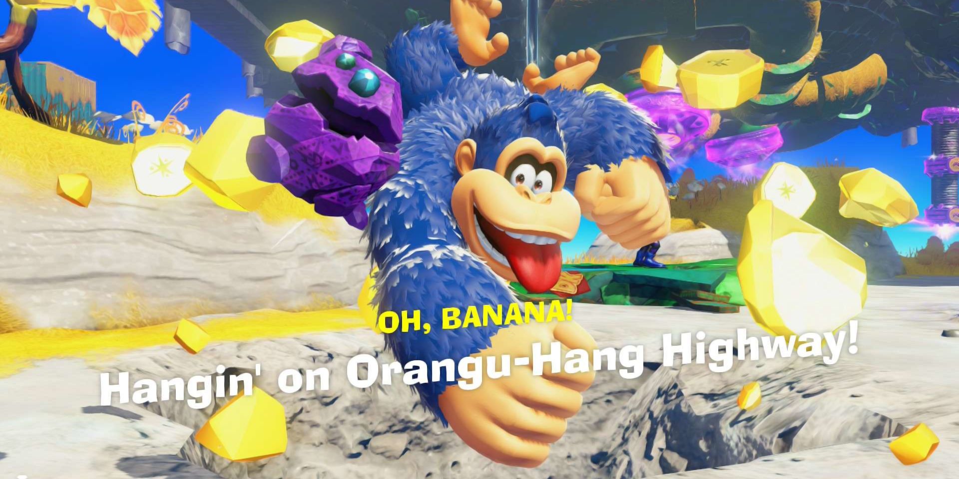 Donkey Kong Bananza's celebratory screen upon getting a Banana.