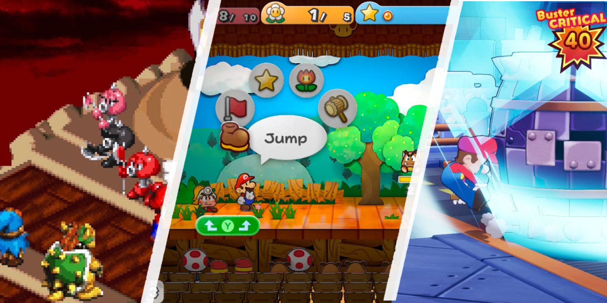 Three RPGs from the Mario franchise which use action commands.