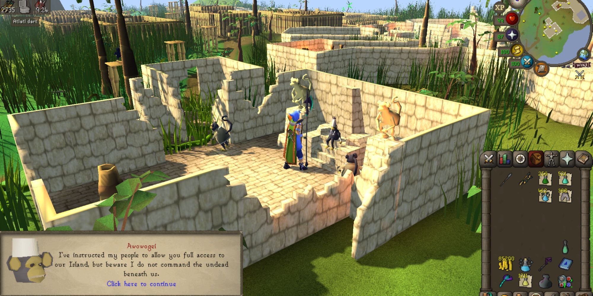 OSRS character speaking to a monkey