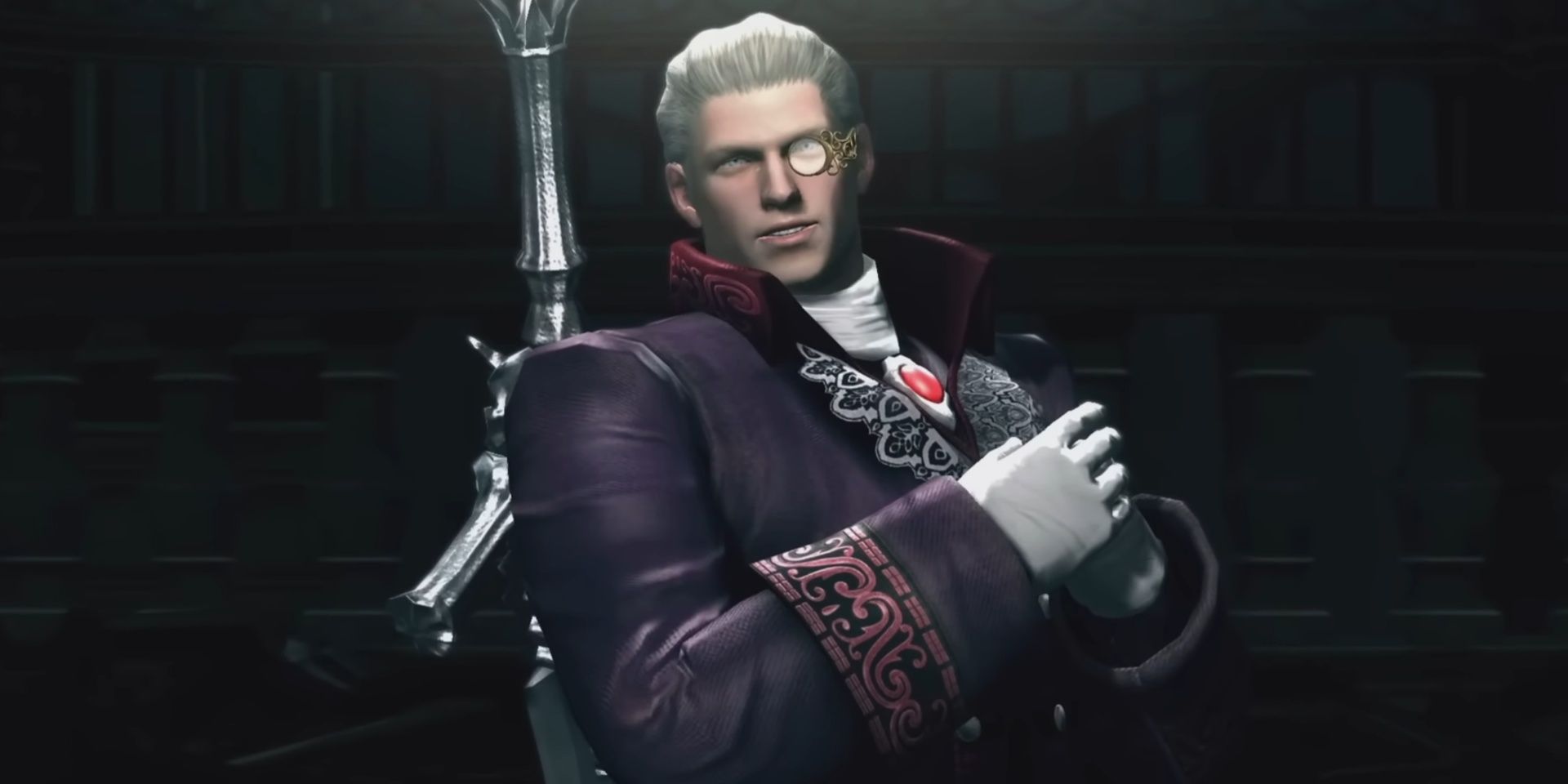 Dante en el atuendo de Sparda en Devil May Cry 4