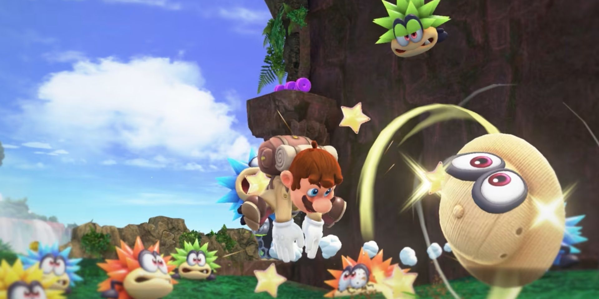 Mario throws Cappy in Super Mario Odyssey