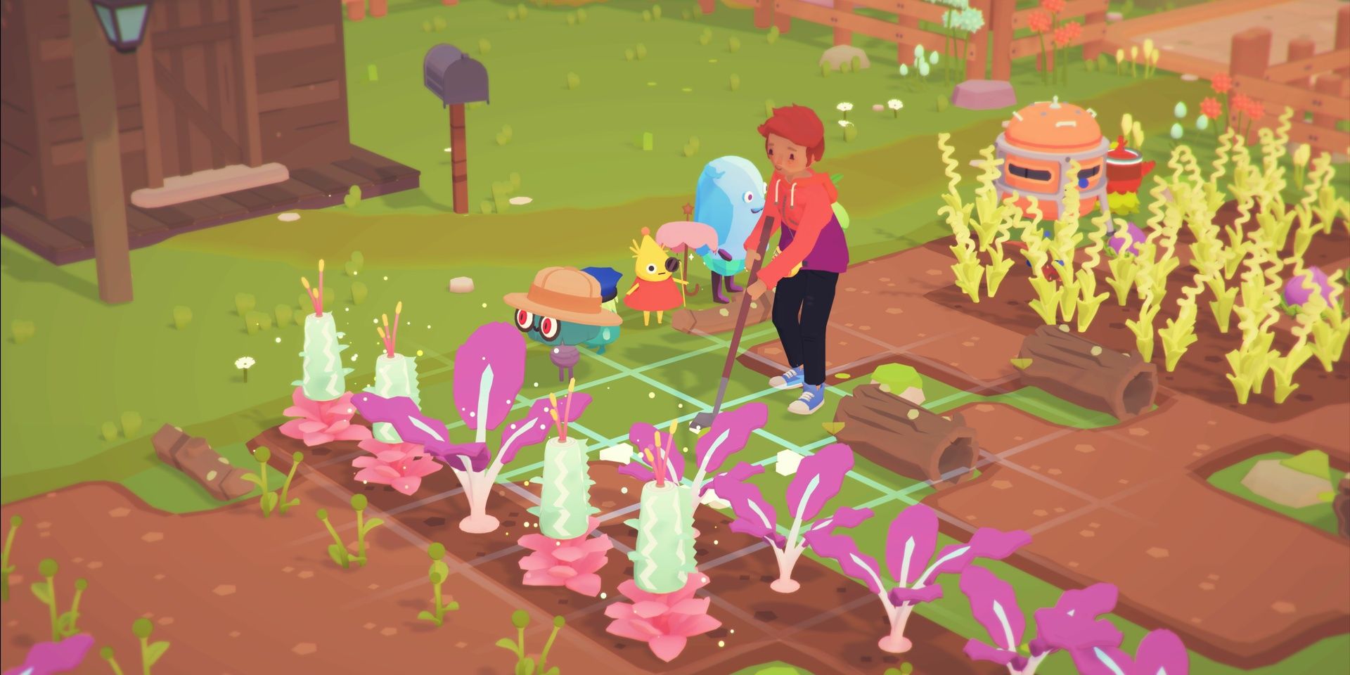 Tending crops in Ooblets