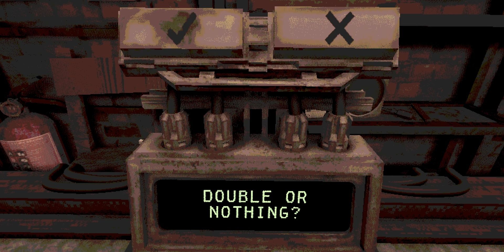 Double or nothing selection in Buckshot Roulette