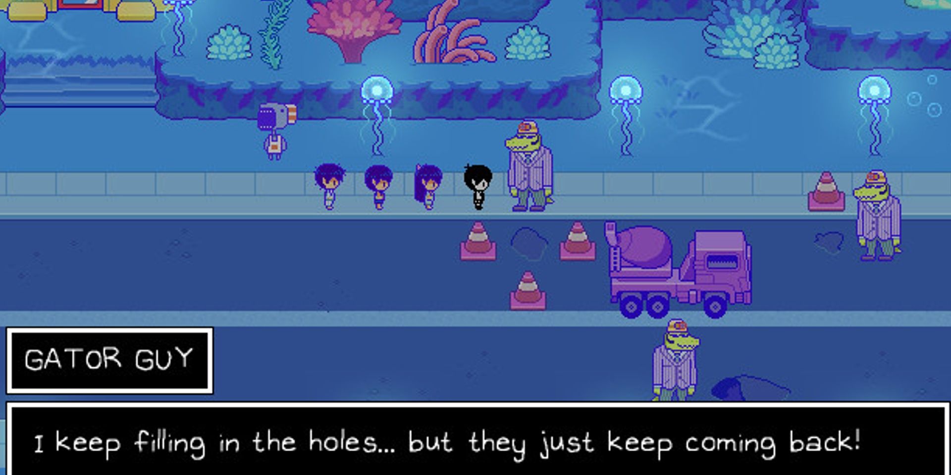 Talking to a Gator Guy in Omori