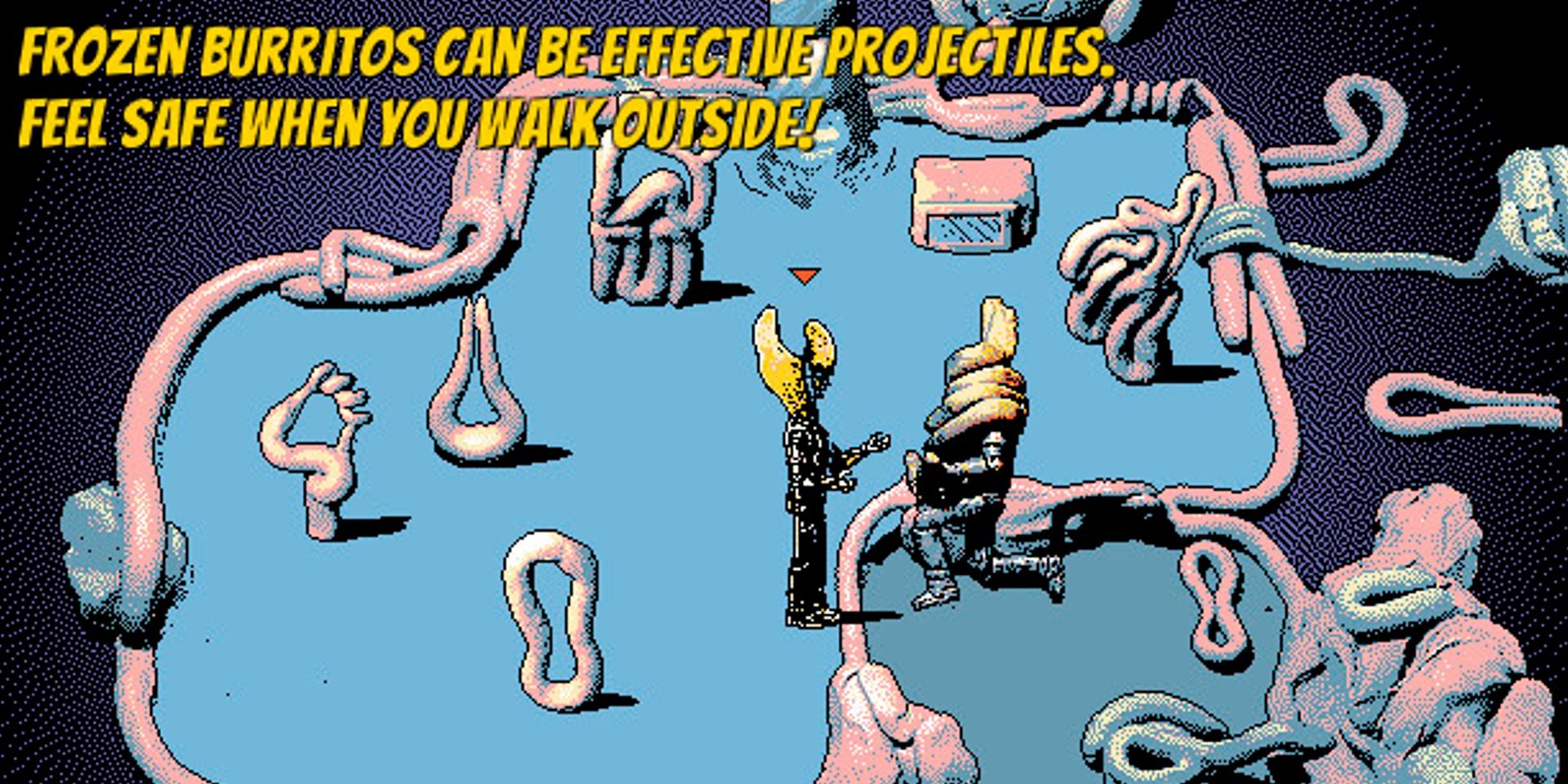 Talking to a shopkeeper in Hylics