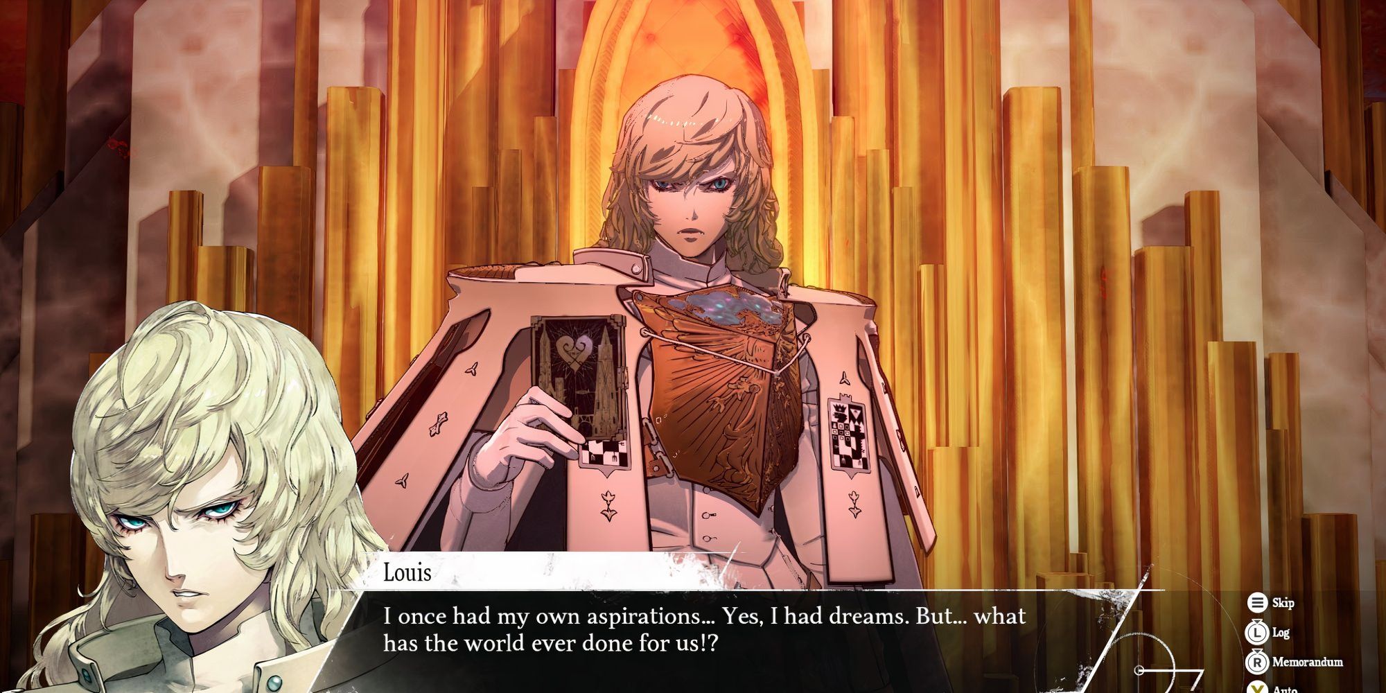 Louis giving a speech at the end of Skybound Avatar dungeon