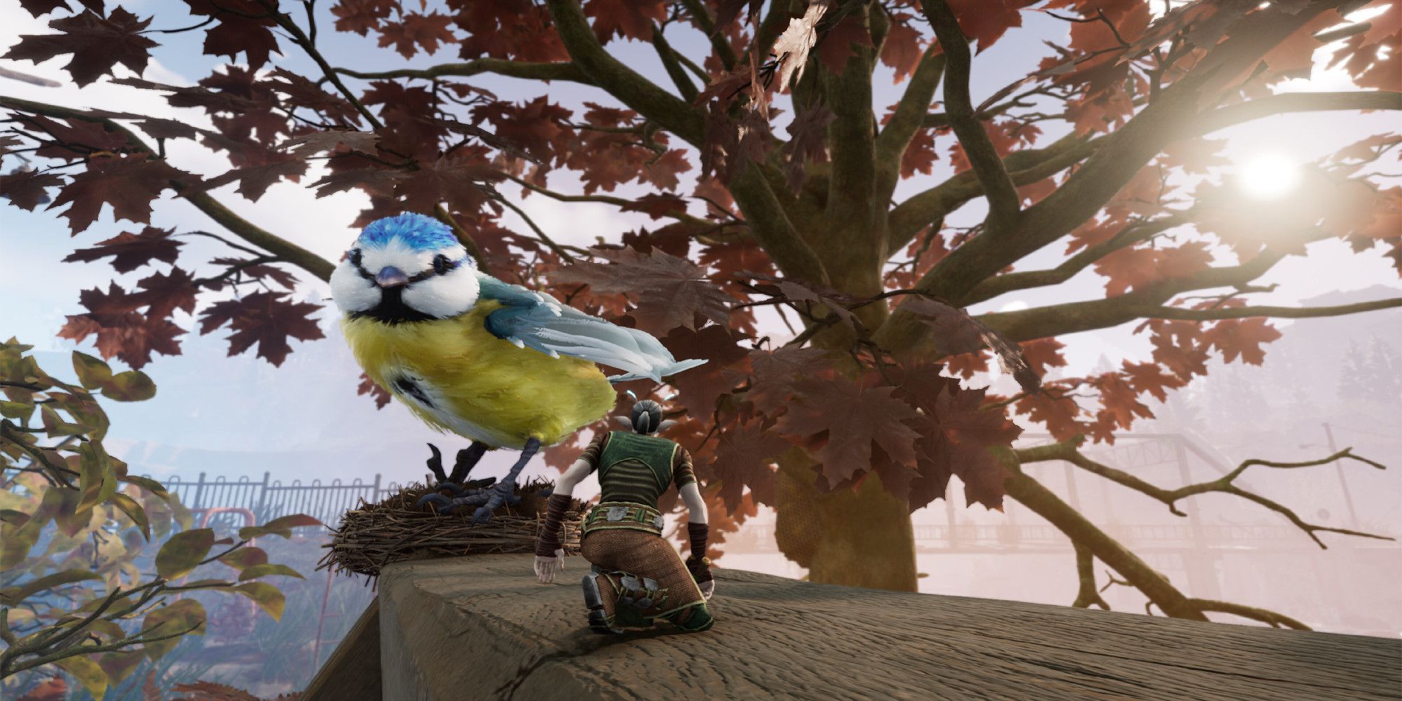 Smalland: Survive the Wilds Player approaching a bird nest