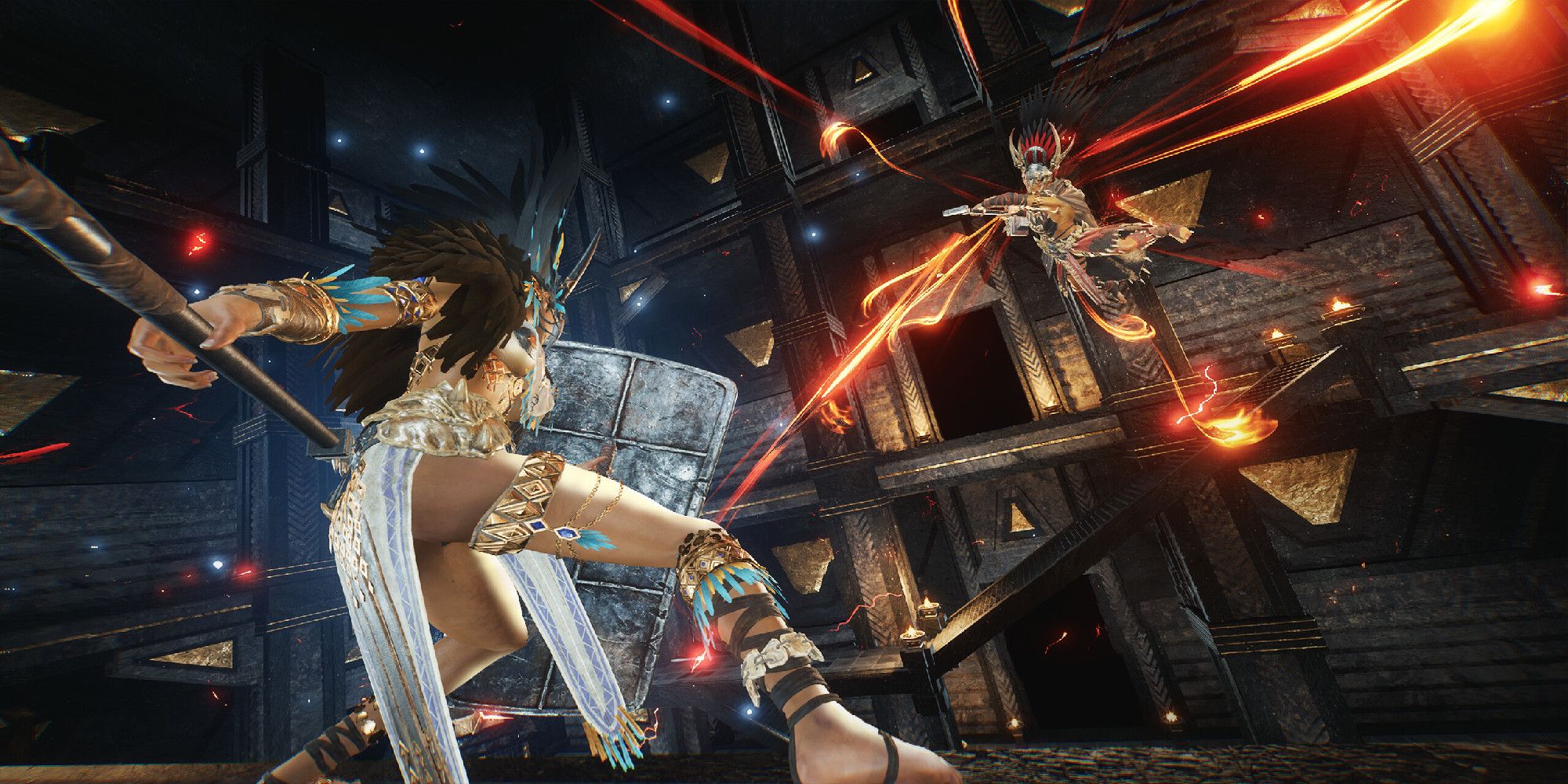 Soulmask fighting a boss