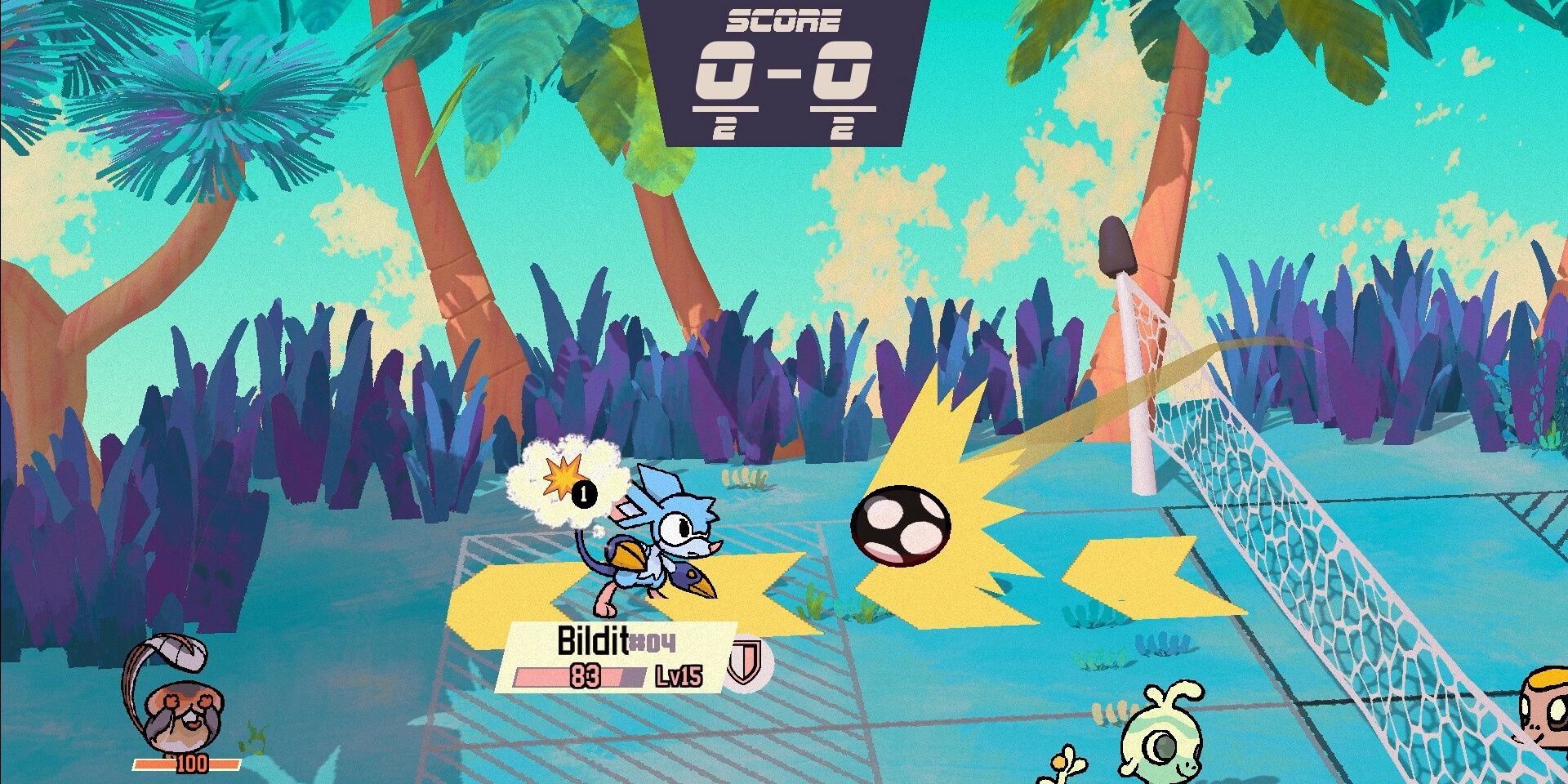 Volleyball gameplay in Beastieball