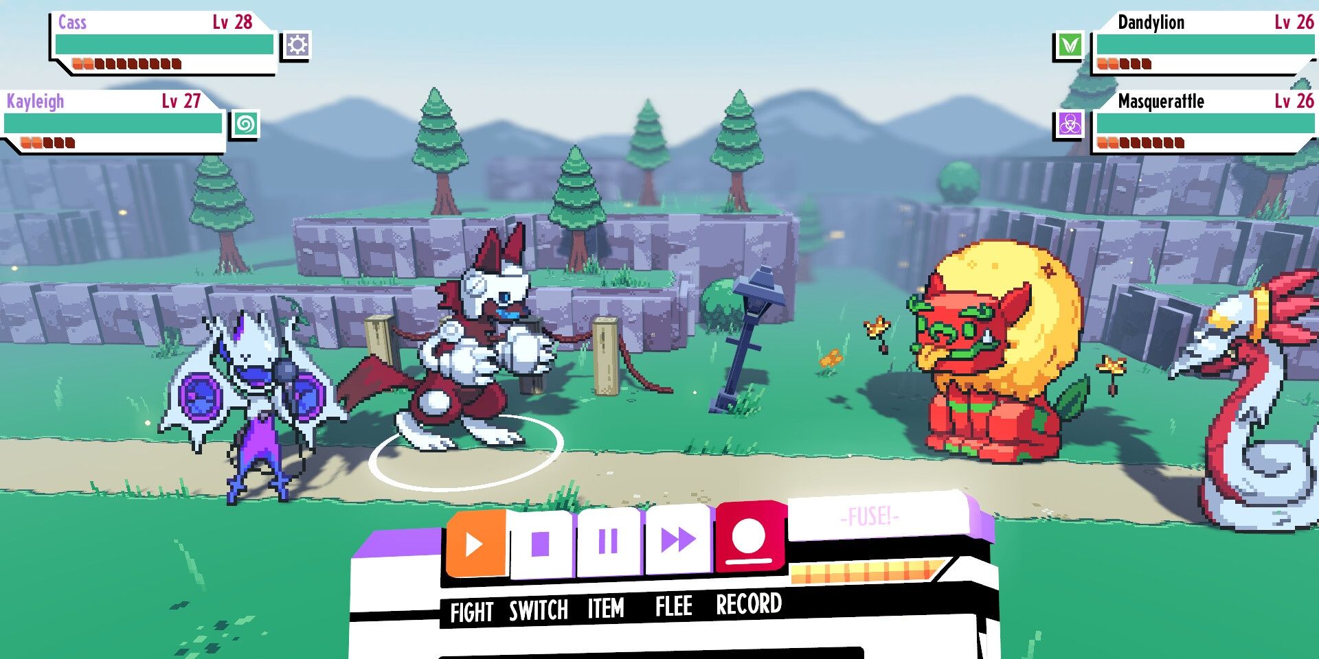 Battle gameplay in Cassette Beasts