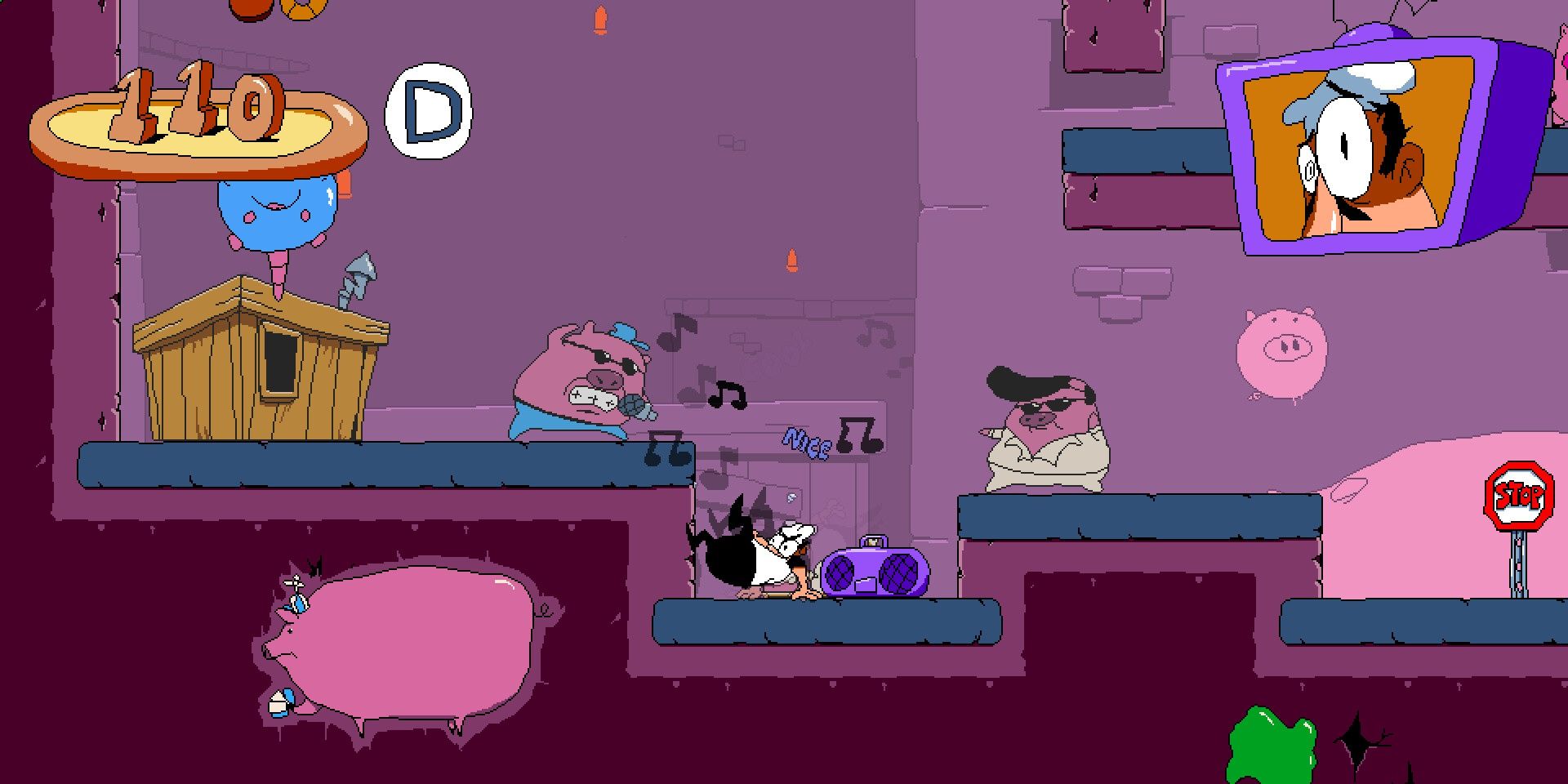 Peppino breakdancing in Pizza Tower