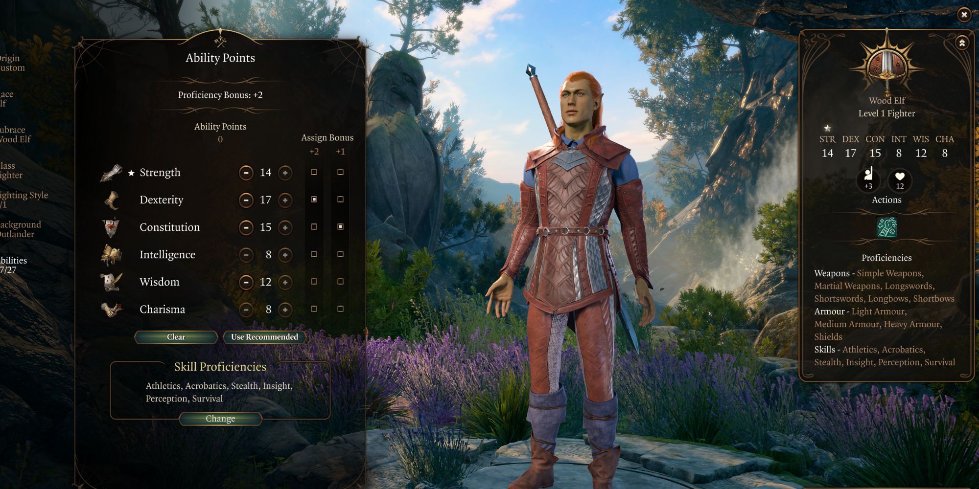 Baldur's Gate 3 Arcane Archer Build Character Selection Ability Scores