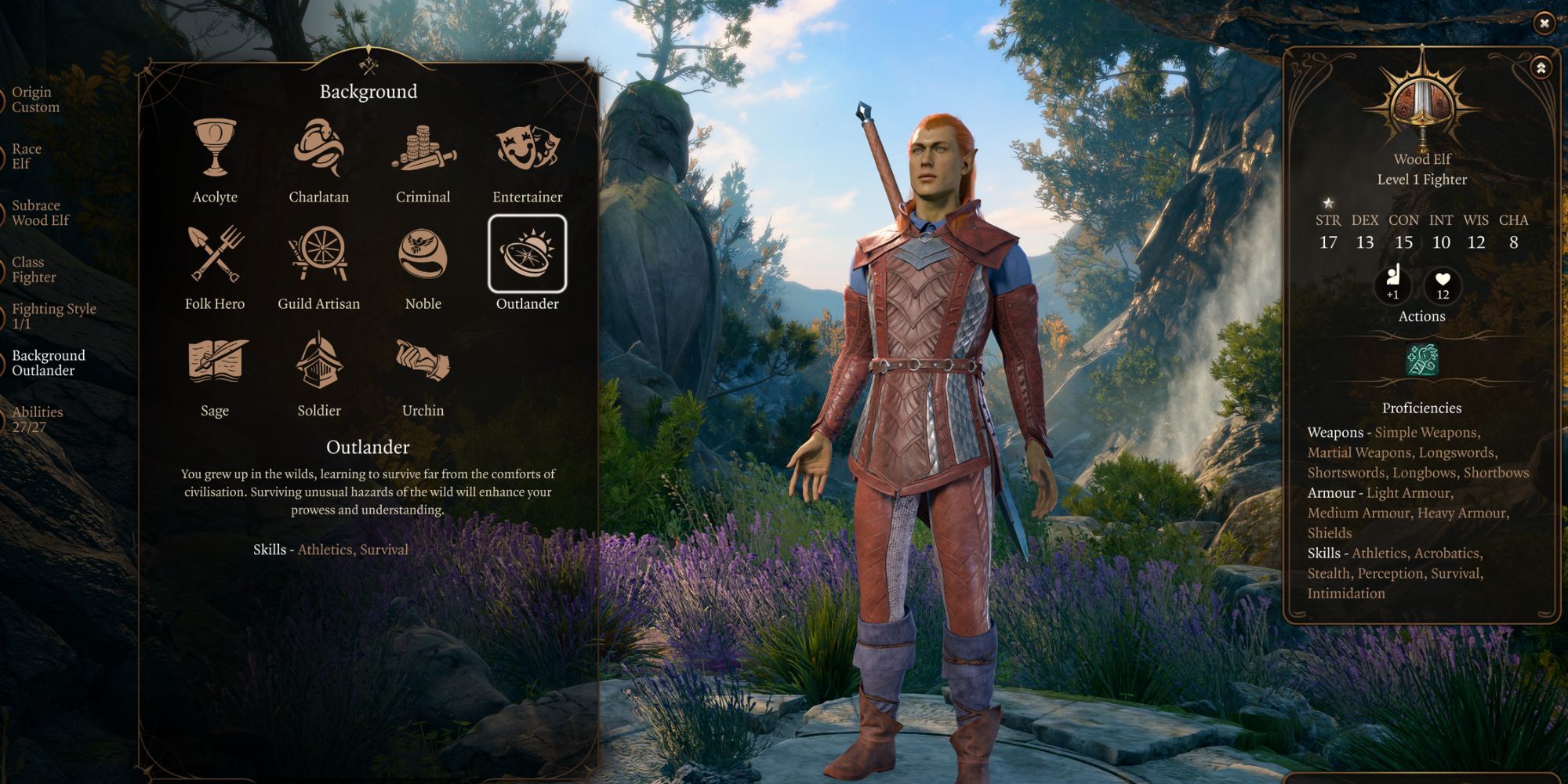 Baldur's Gate 3 Arcane Archer Build Character Selection Background