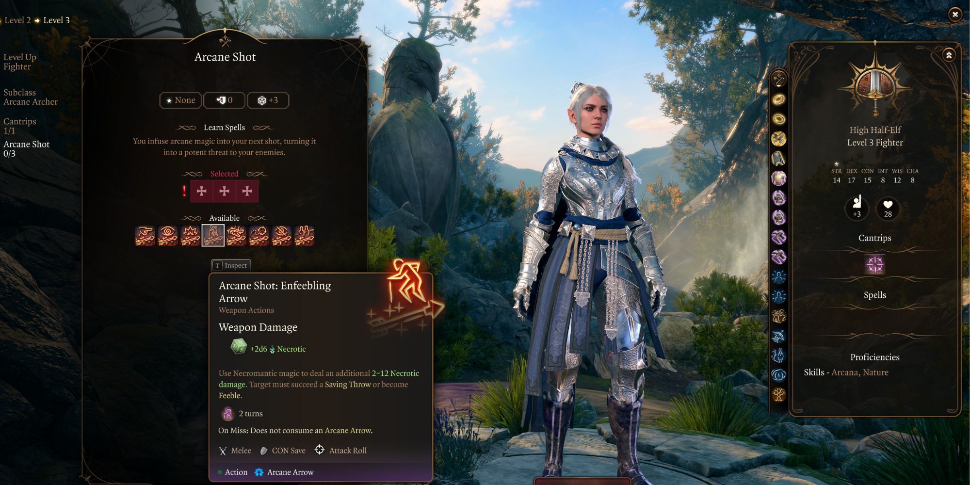 Baldur's Gate 3 Arcane Archer Build Character Selection Level Up Ability