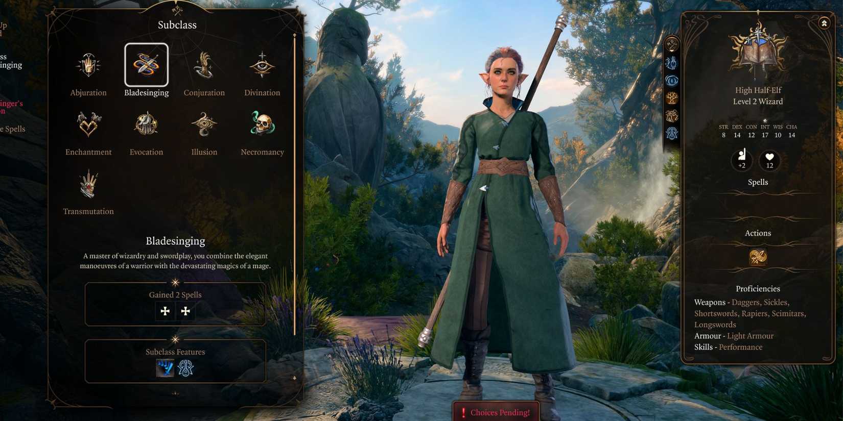 Baldur's Gate 3 Bladesinger Wizard Character Creation Class