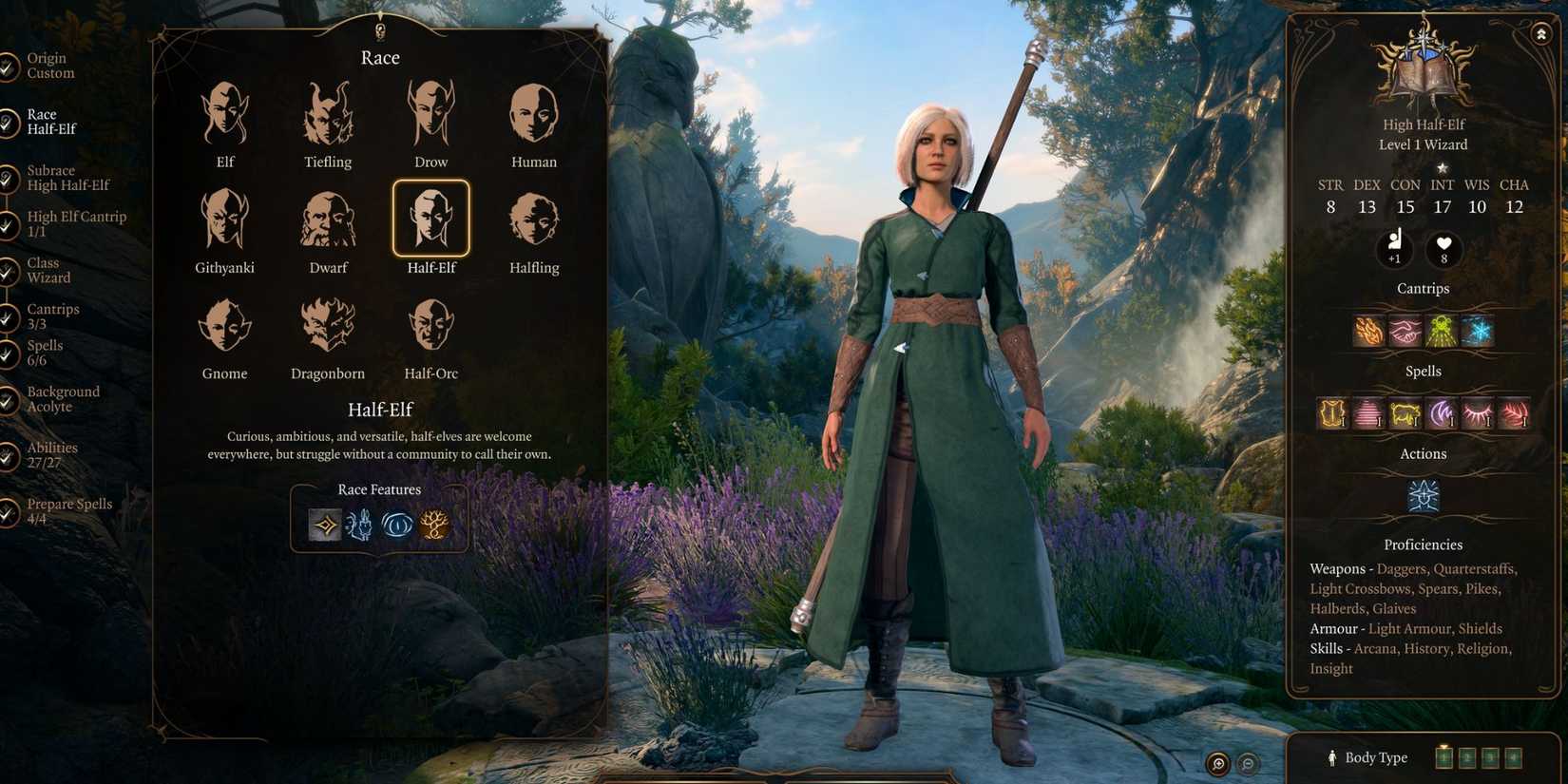 Baldur's Gate 3 Bladesinger Wizard Character Creation Race Choice