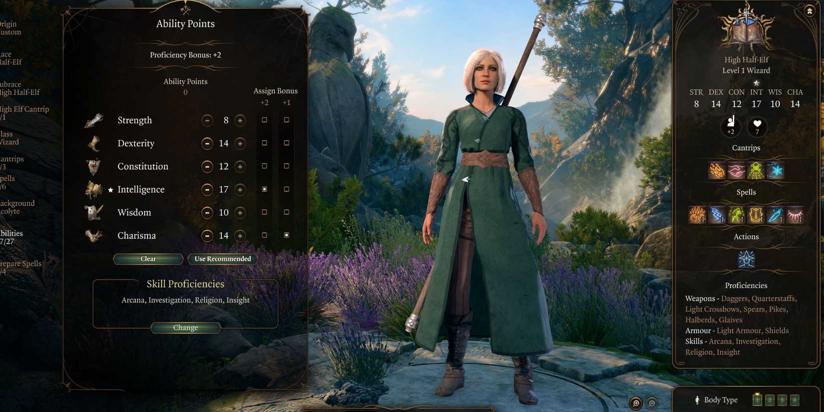 Baldur's Gate 3 Bladesinging Wizard Starting Ability Scores