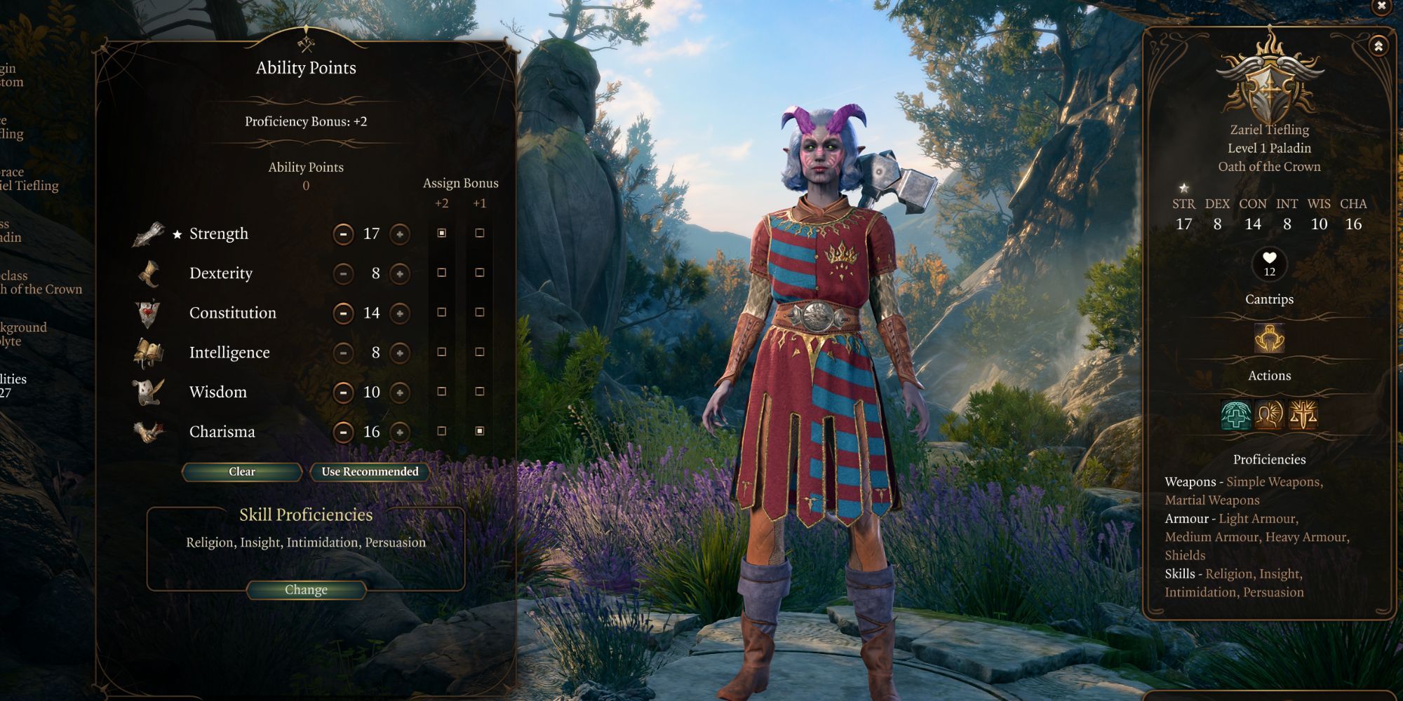 Baldur's Gate 3 Oath of the Crown Paladin Character Creation Ability Scores