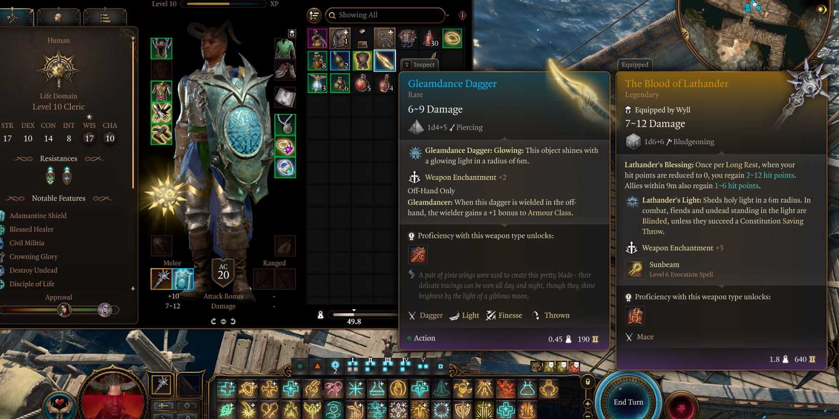 Baldur's Gate 3 Wyll Inventory Gleamdance Dagger