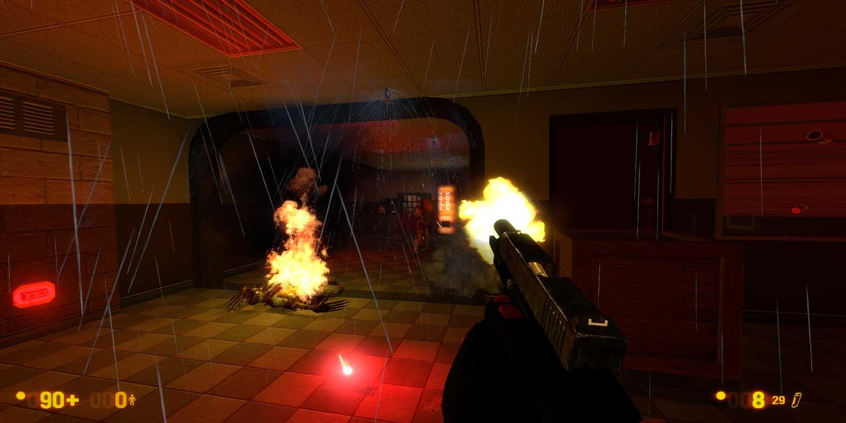 gordon fighting in the halls of the facility