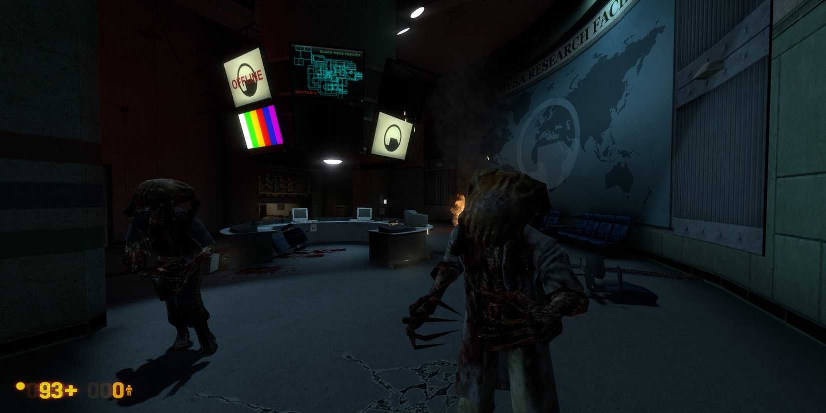gordon facing headcrab zombies