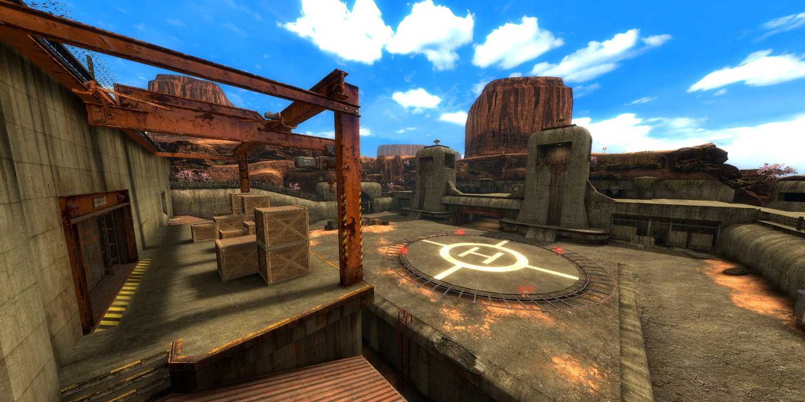 a wide shot of the black mesa facility