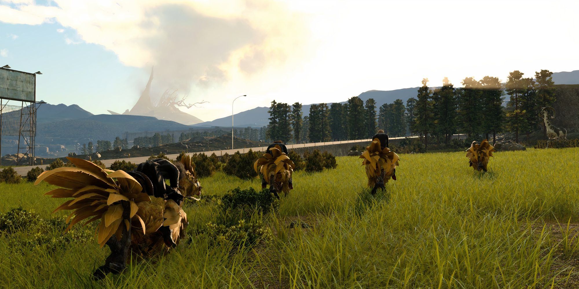 Exploring the open world with your Chocobo in Final Fantasy 15