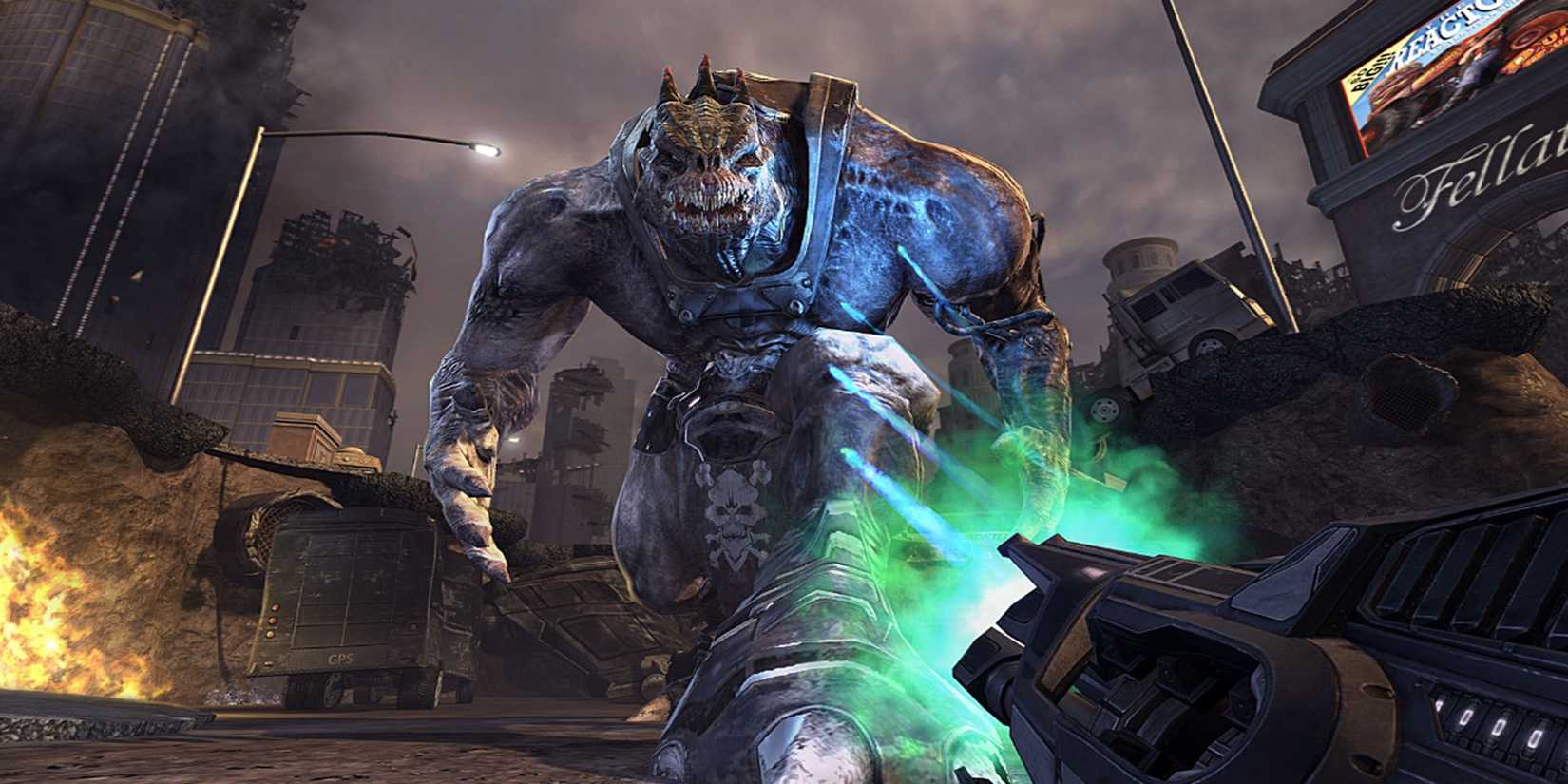 duke fighting a giant monster