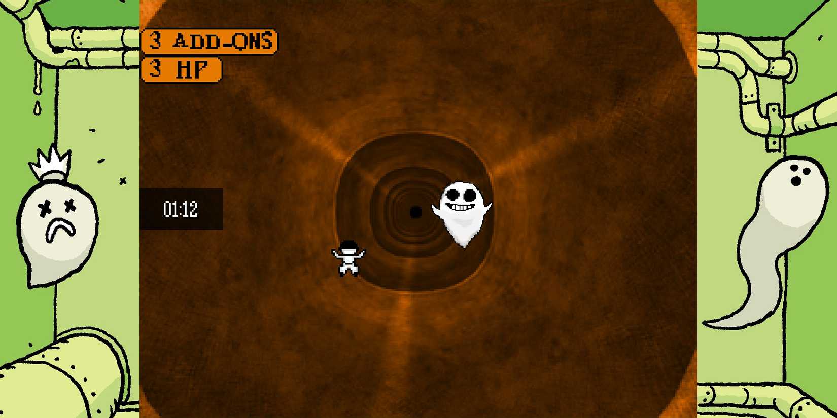 Falling down a pipe in a Minigame in OFF.