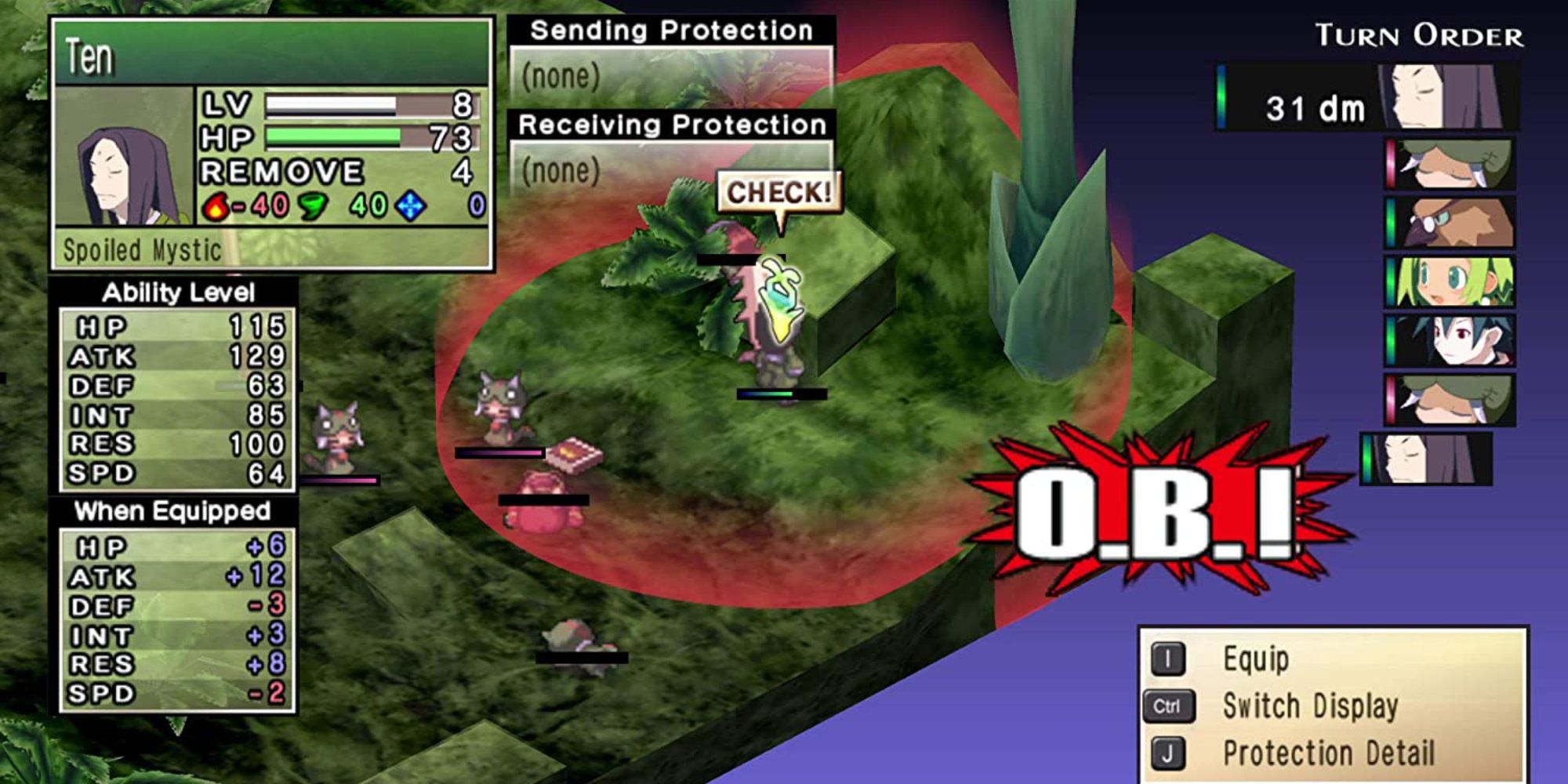 A character's movement radius in Phantom Brave.
