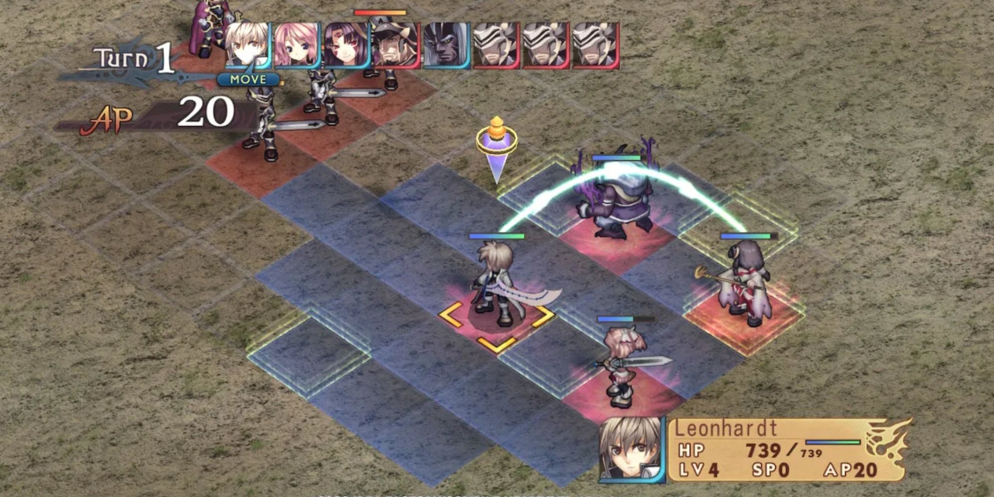 Gameplay of a tactical battle in Record of Agarest War.