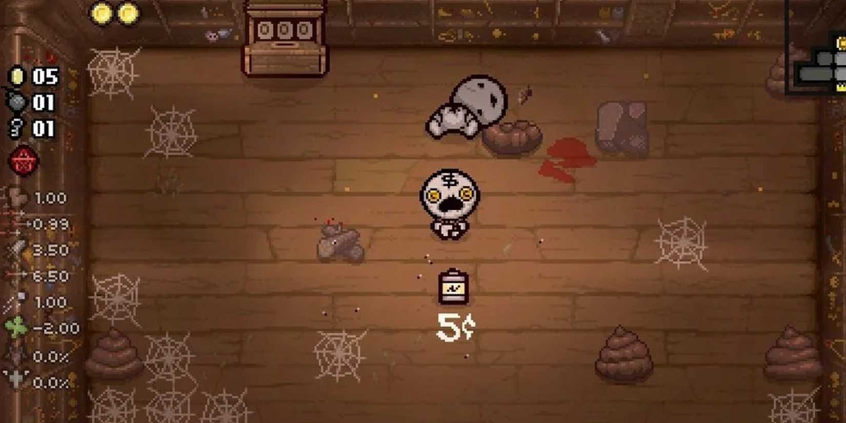 Tainted Keeper in a shop in The Binding of Isaac: Rebirth