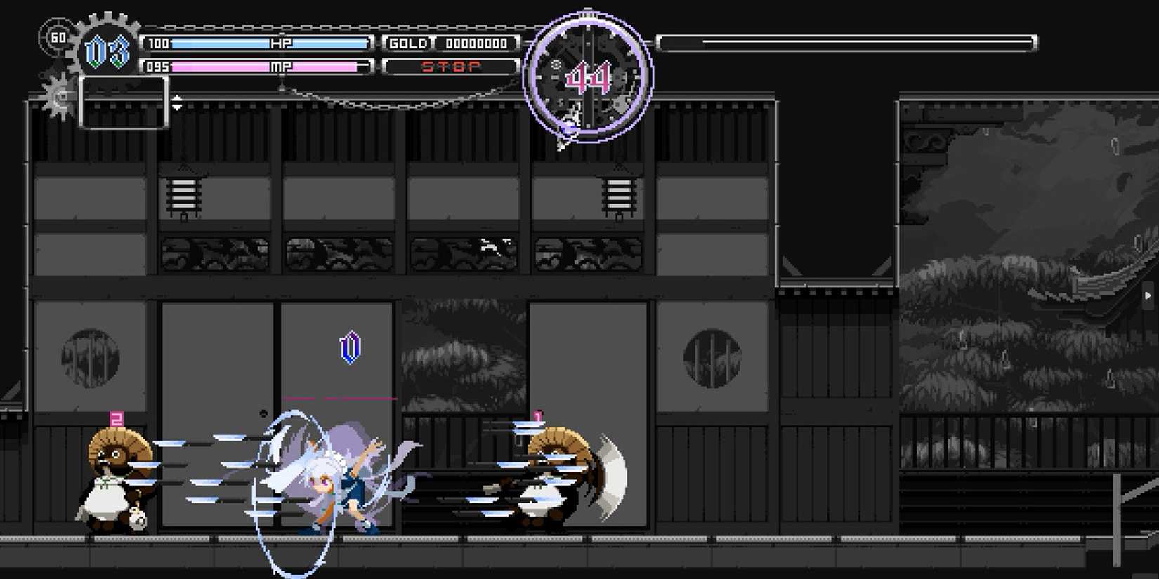 Throwing knives in stopped time in Touhou Luna Nights