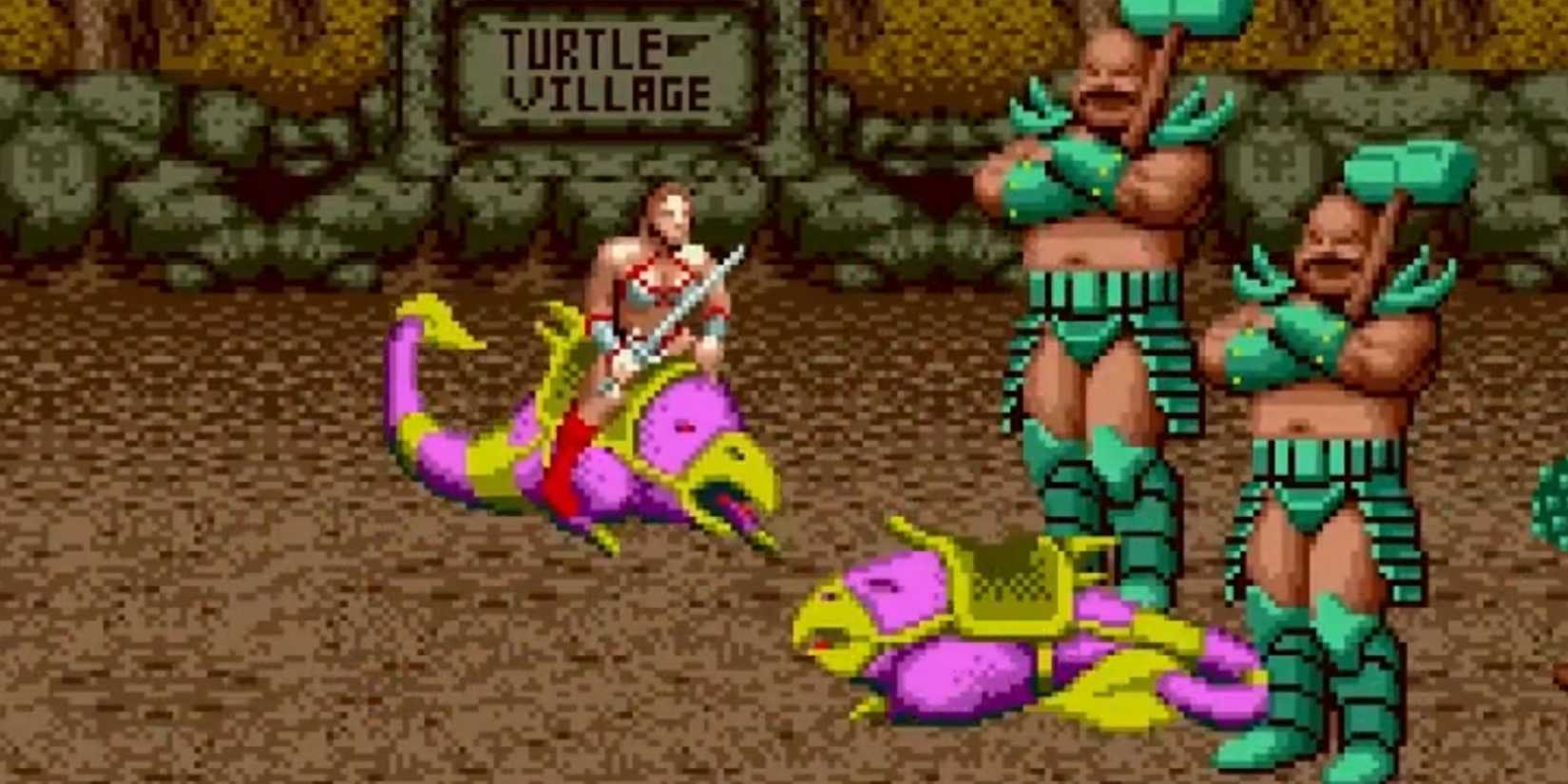 Riding a mount in Golden Axe