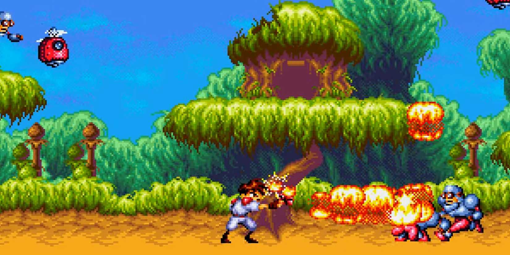 Using the double Fire gun in Gunstar Heroes