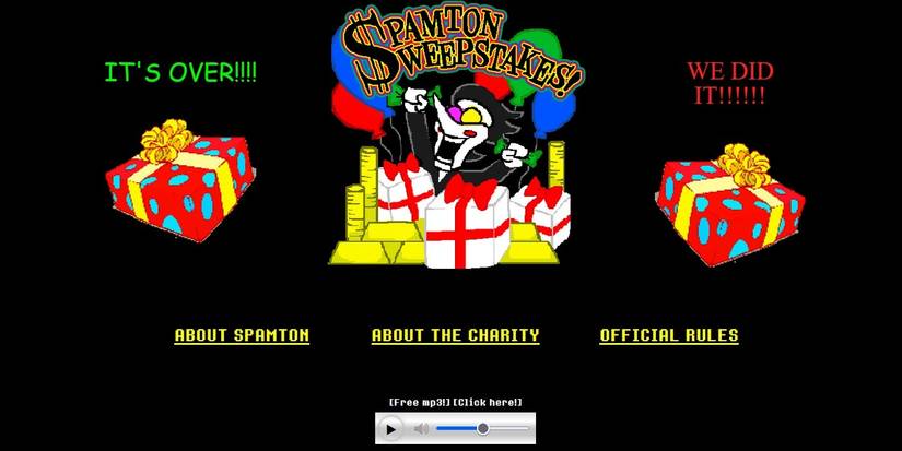 Main page of the Deltarune Spamton Sweepstakes