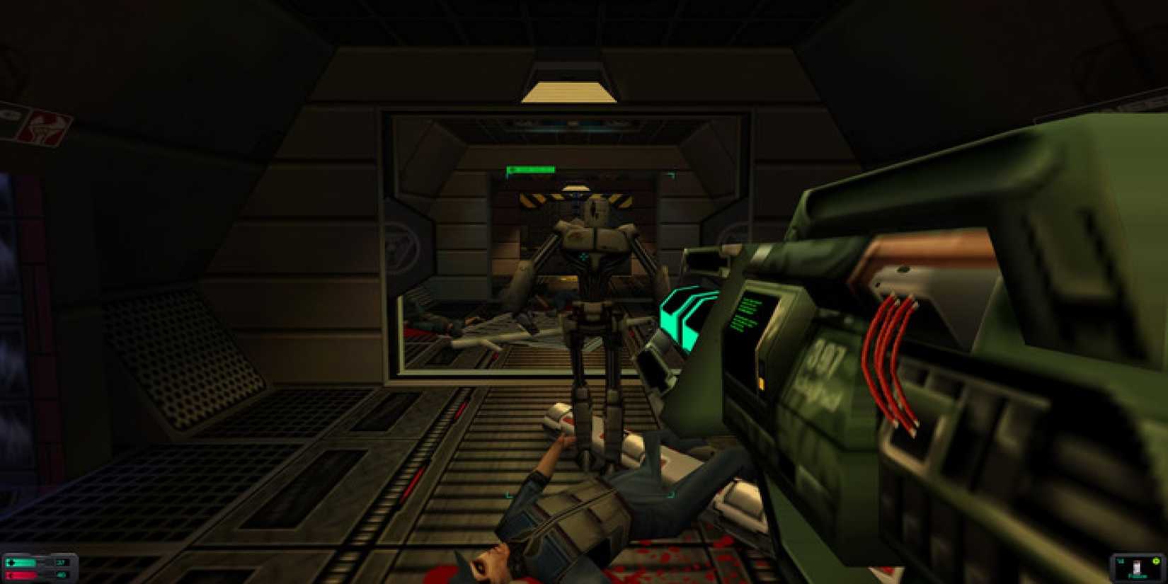 Fighting a robot in System Shock 2