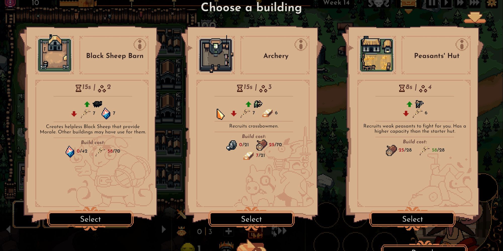 The King is Watching Choose Between Black Sheep Barn, Archery and Peasants' Hut -1