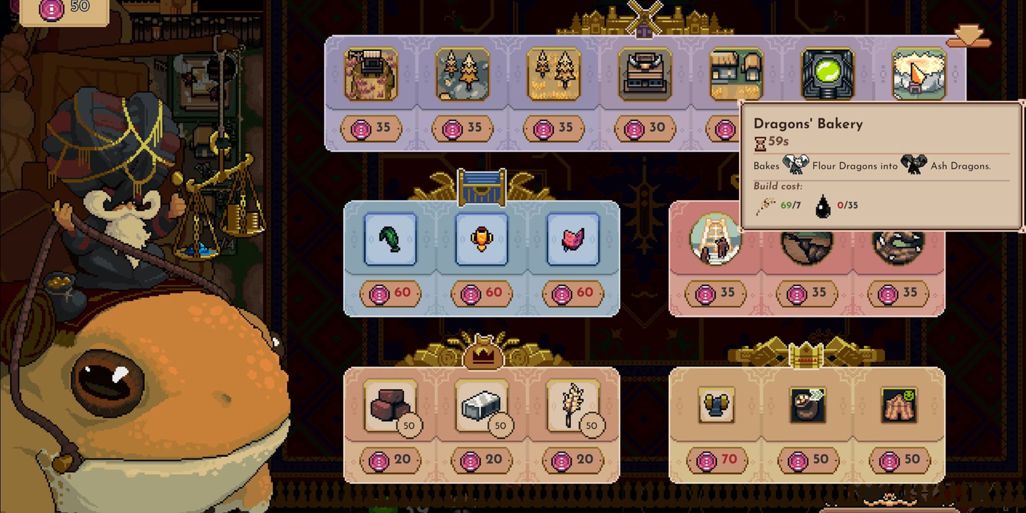 The King is Watching Trader Menu Screen Showing Dragon Bakery-1