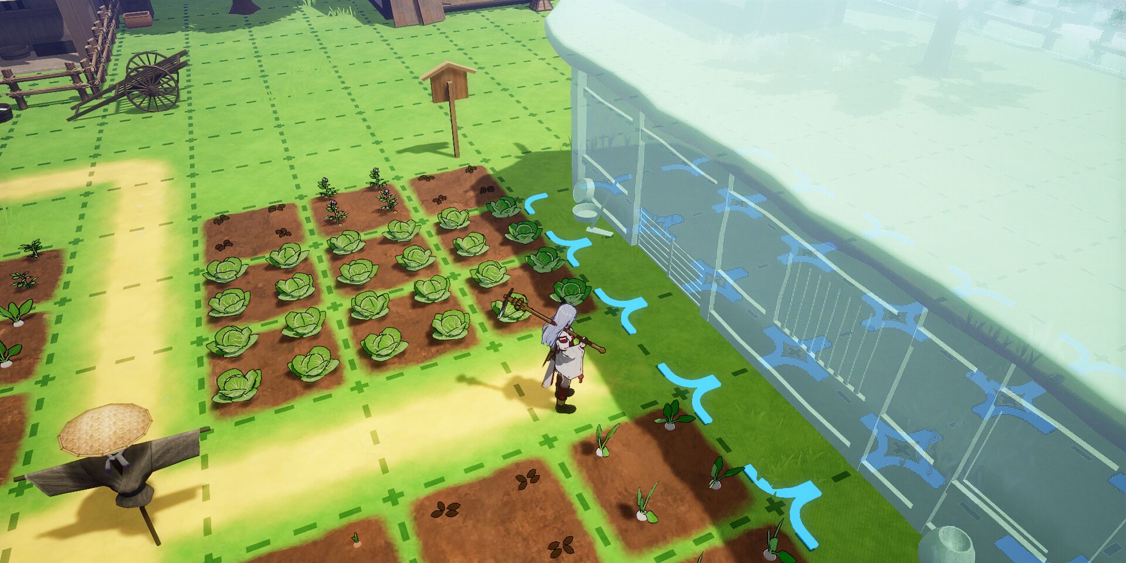 Nữ nhân vật đang làm vườn trong Rune Factory Guardians Of Azuma
