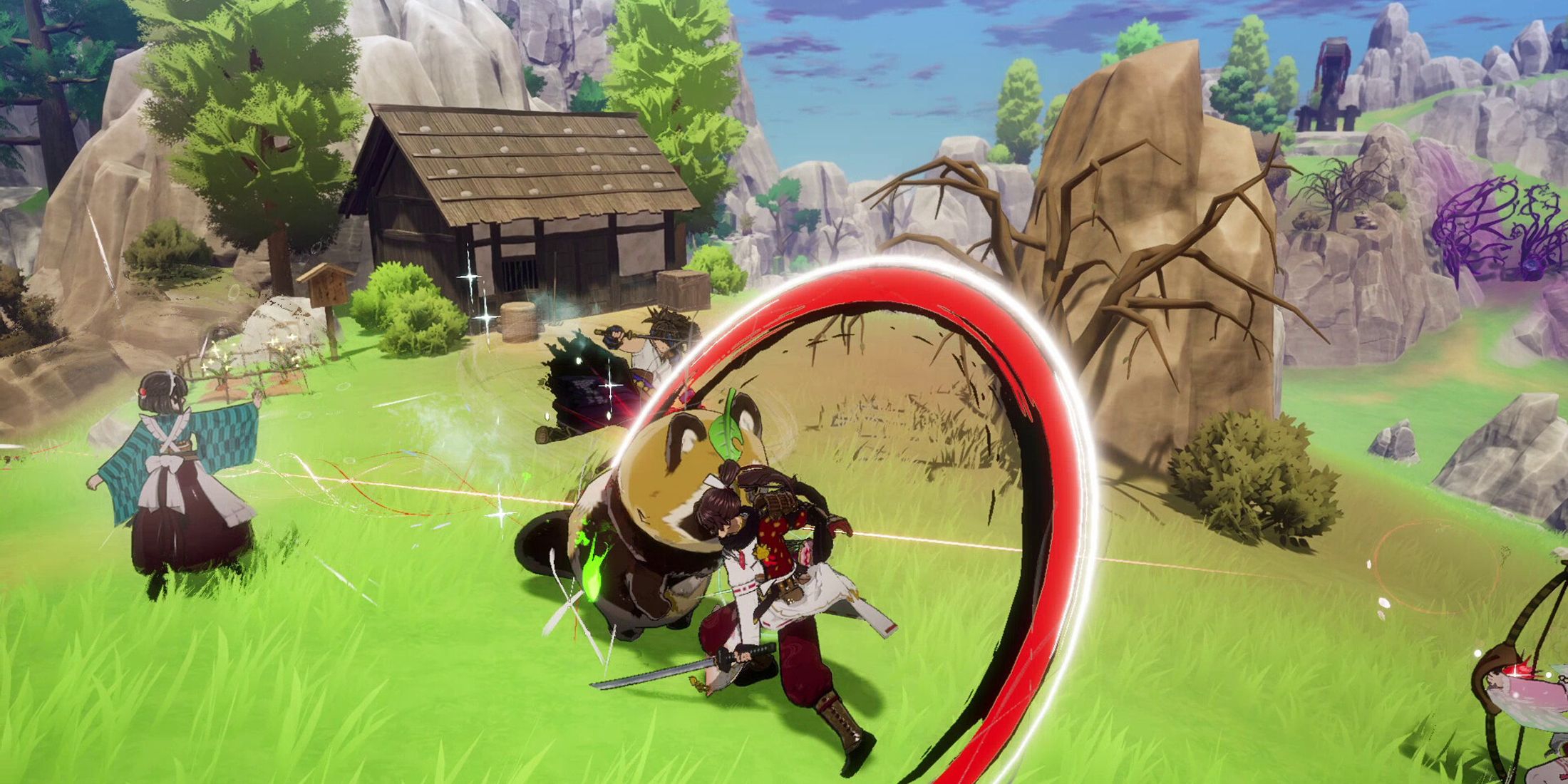Cảnh chiến đấu trong game Rune Factory Guardians Of Azuma