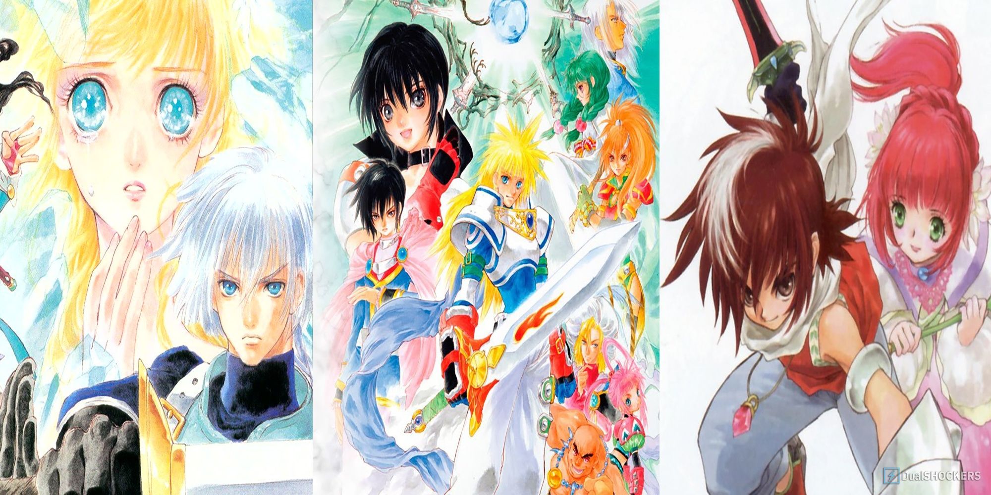 Water Color Cover Art Of The Heroes From Tales Of Rebirth, Tales Of Destiny, And Tales Of The Tempest