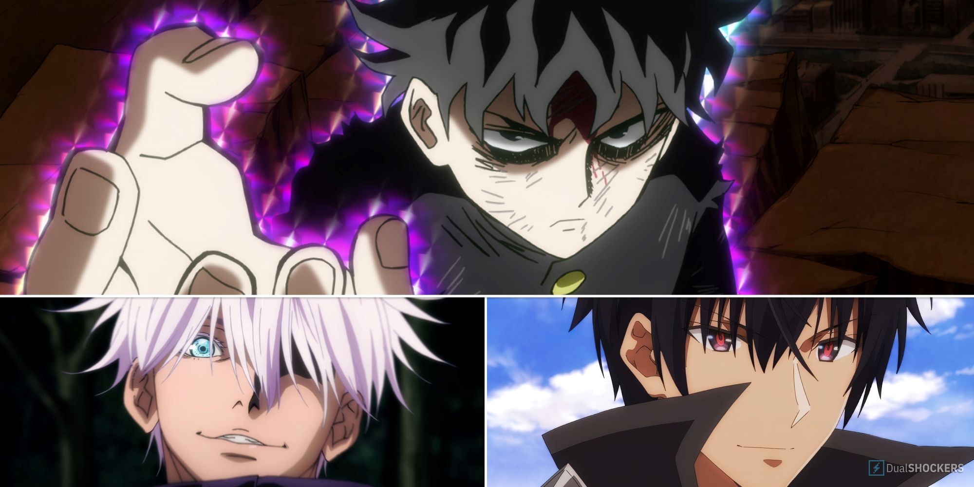 Shigeo from Mob Psycho 100, Gojo From Jujutsu Kaisen, and Anos From Devil Academy
