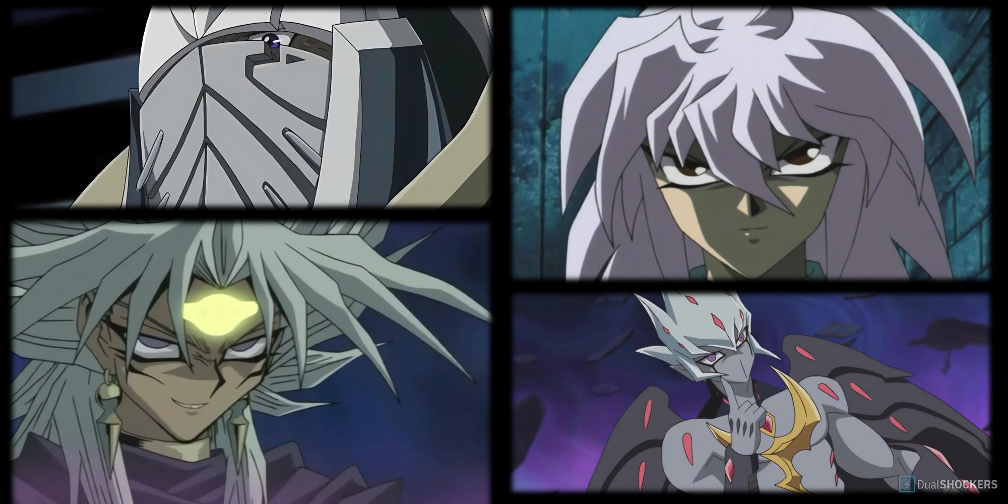 Collage of Z-one, Marik, Bakura, and Vector