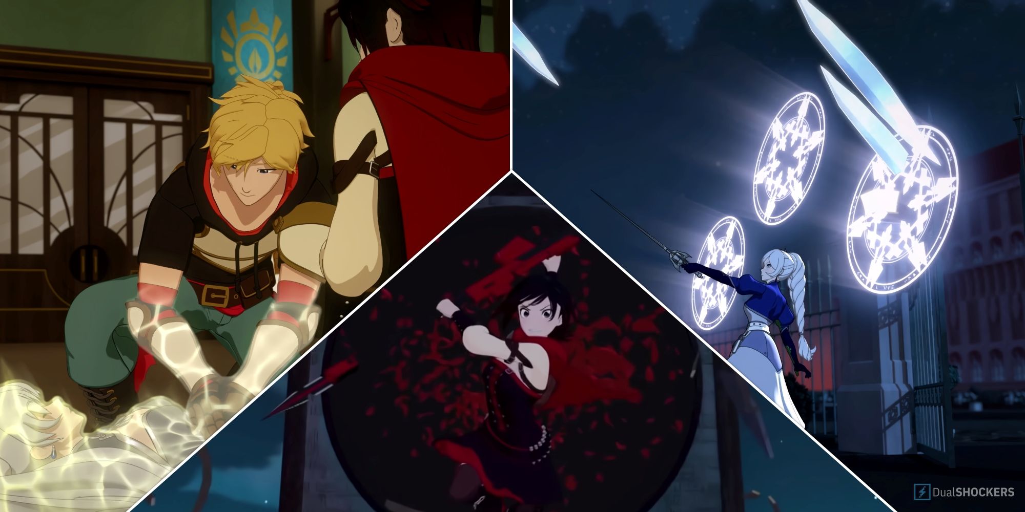 Collage of Jaune, Ruby, and Weiss, using their Semblances